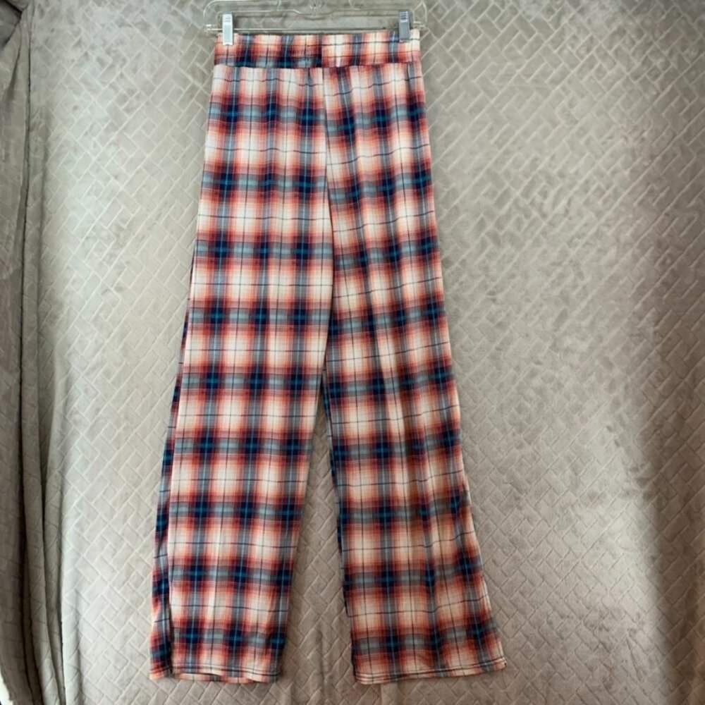 Lildy Pants Womens Small Plaid Baggy Straight Leg Lightweight Flowy High Rise - Picture 10 of 13